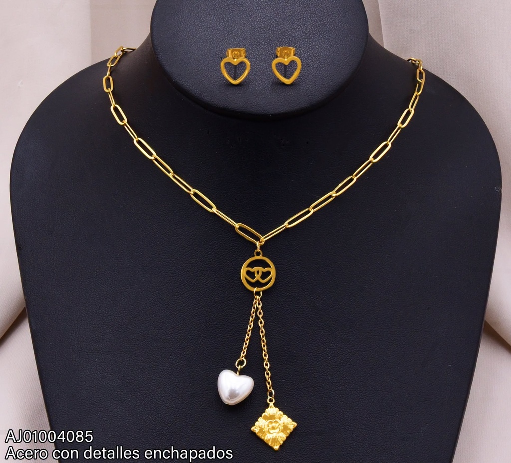 JUEGO DETALLES  DIJES ROMBO / CORAZON BLANCO 073233-W163
