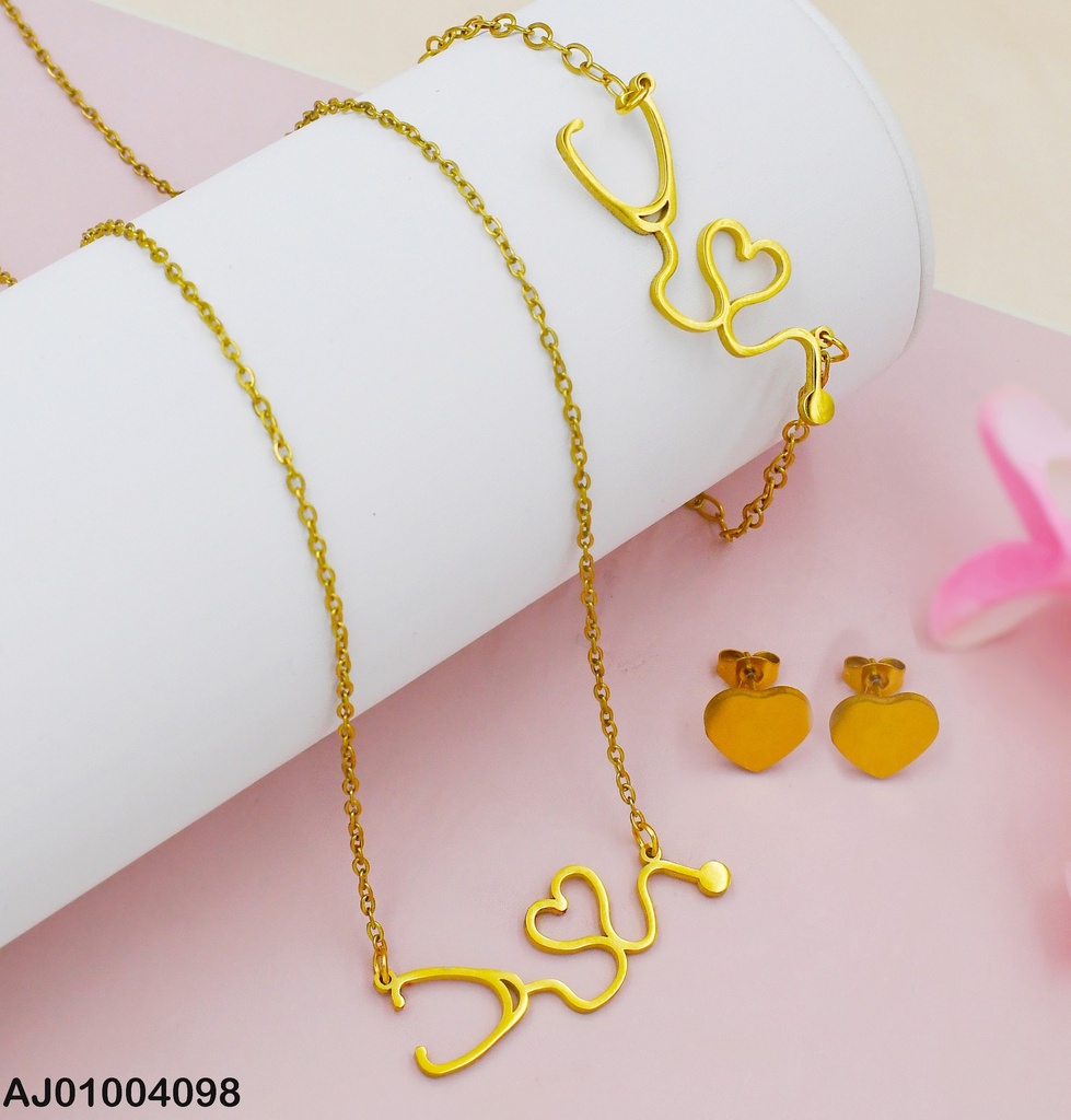 JUEGO ARETES PLACA♥ DIJE:ESTETOSCOPIO C/PULSERA 0736541