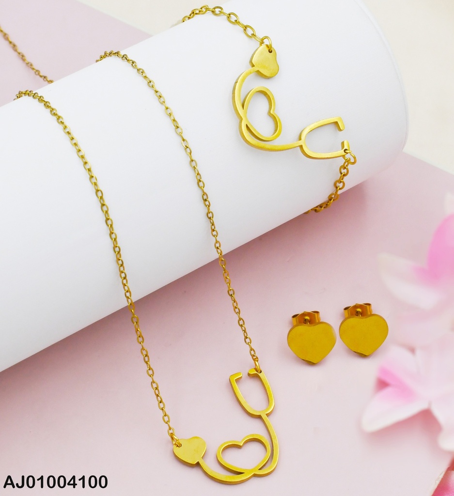 JUEGO ARETES PLACA♥ DIJE:ESTETOSCOPIO🤍 C/PULSERA 0736501 (P.E.NOV2025)