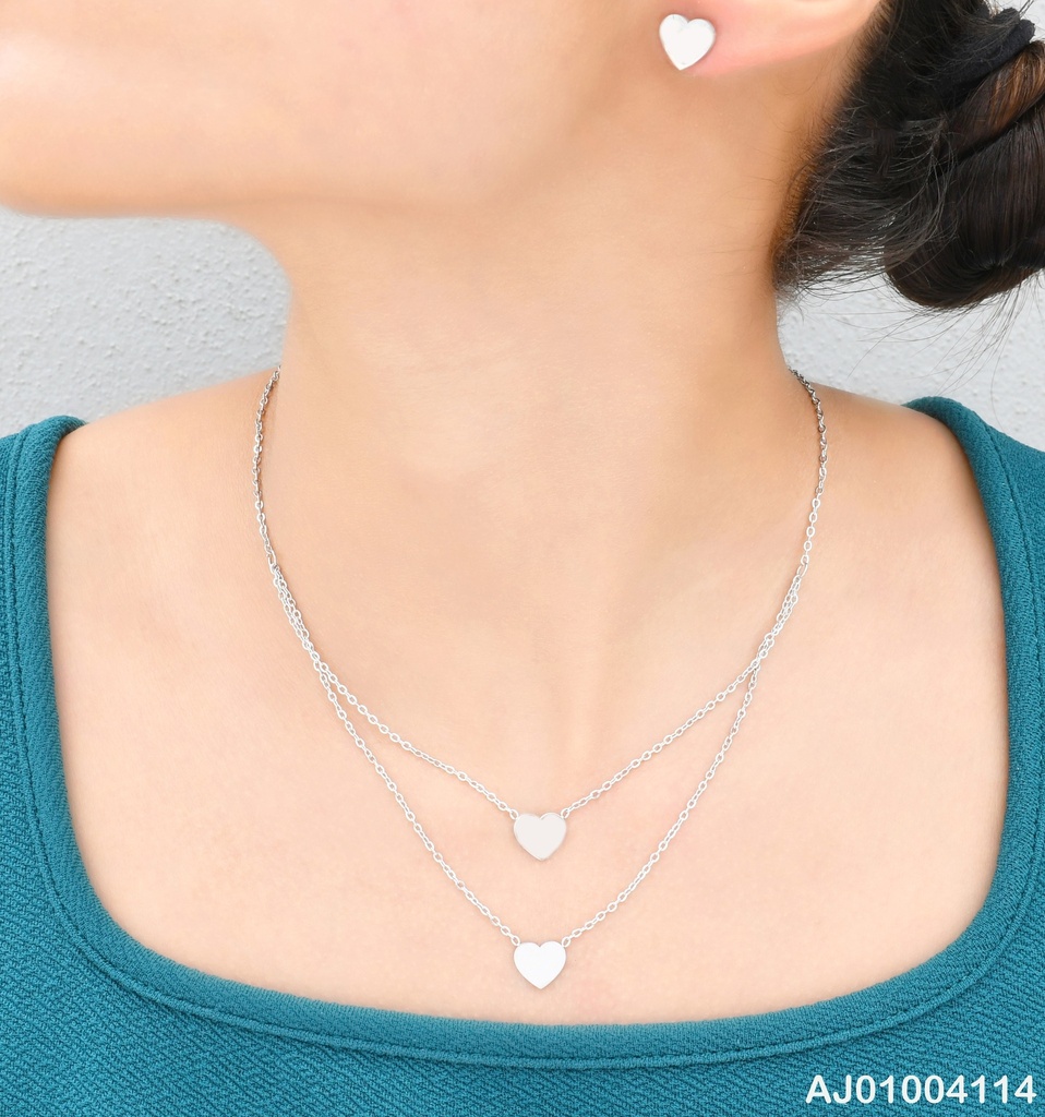 JUEGO PLATEADO DOBLE CAD.PLACAS 4 CORAZONES 0714512