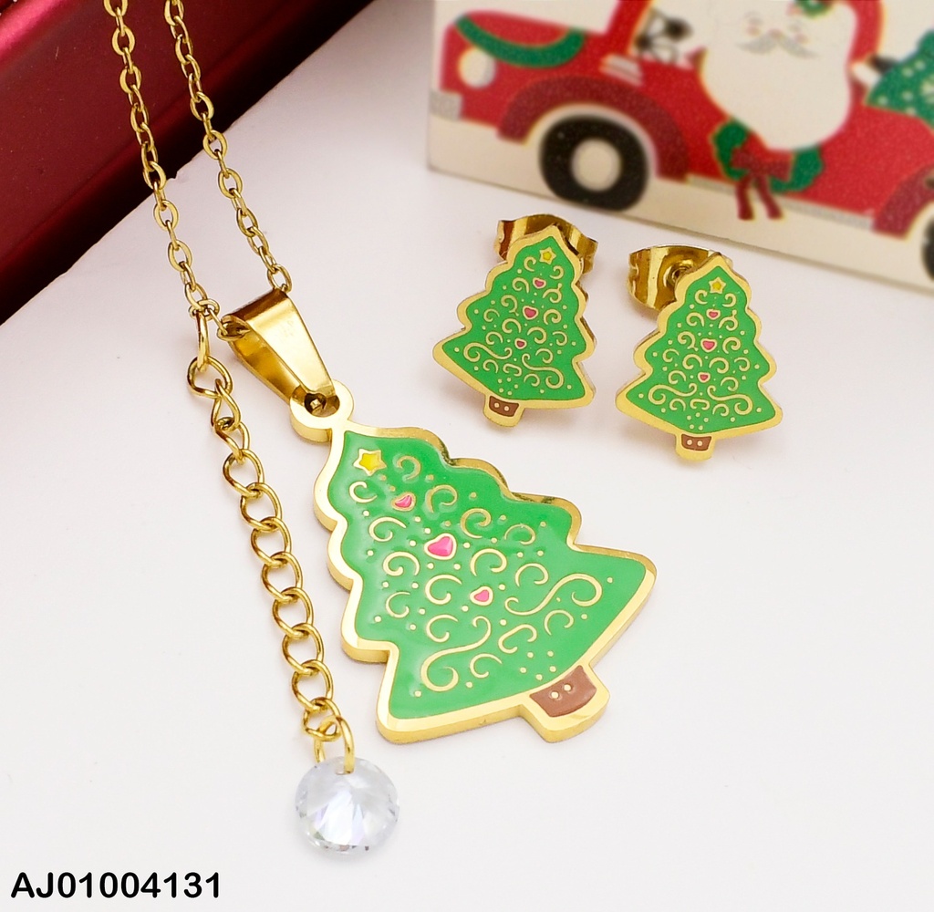 JUEGO ARETES ARBOL NAVIDEÑO  077053-W130