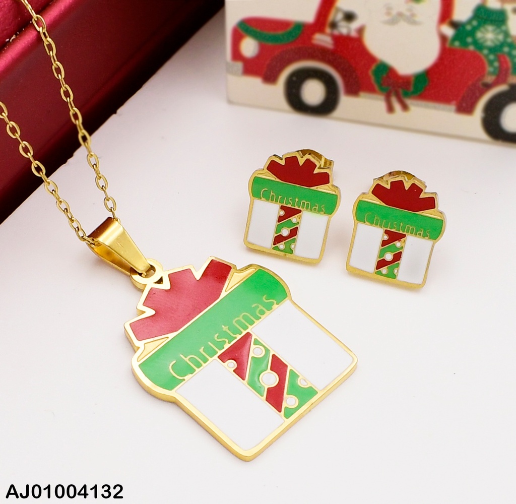 JUEGO ARETES / DIJE REGALO NAVIDEÑO 077054-W130