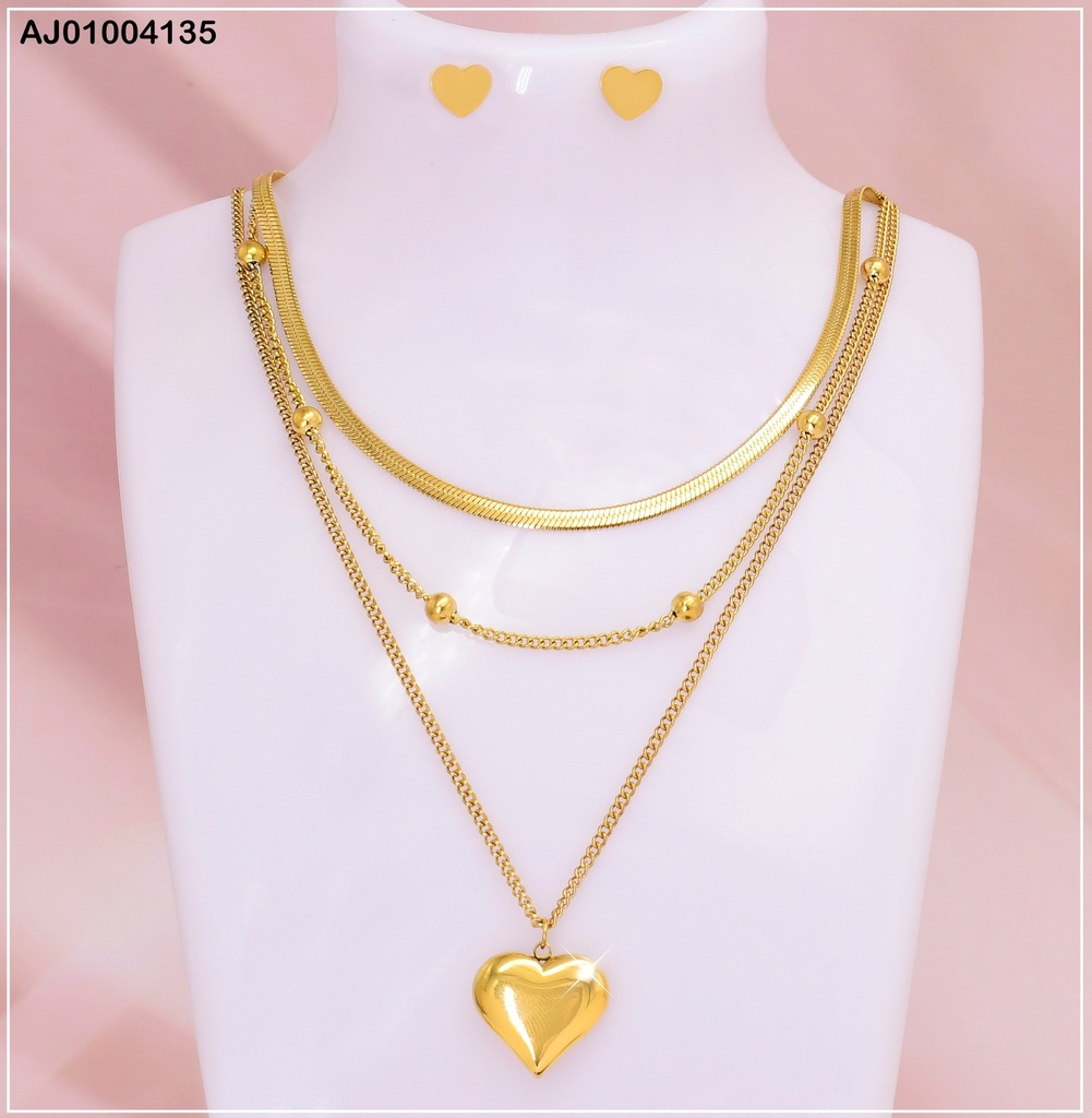 JUEGO 3 CAD. DIJE / ARETES CORAZON  073357-171