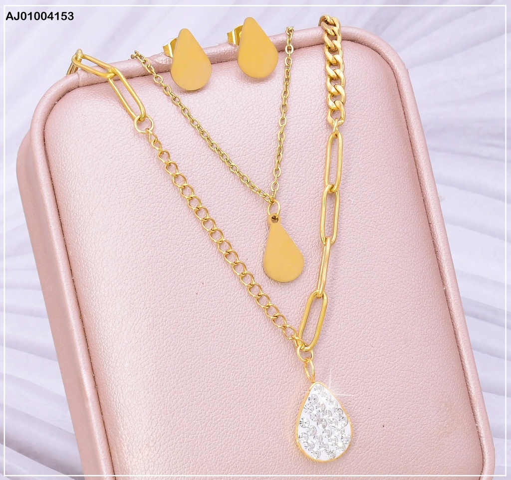 JUEGO ARETES/ DIJE/ GOTA ZIRCONIA 072121-W135
