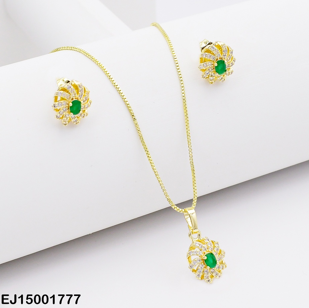 JUEGO RD ESPIRAL ZIRCONIAS CENTRO ZIRC.VERDE