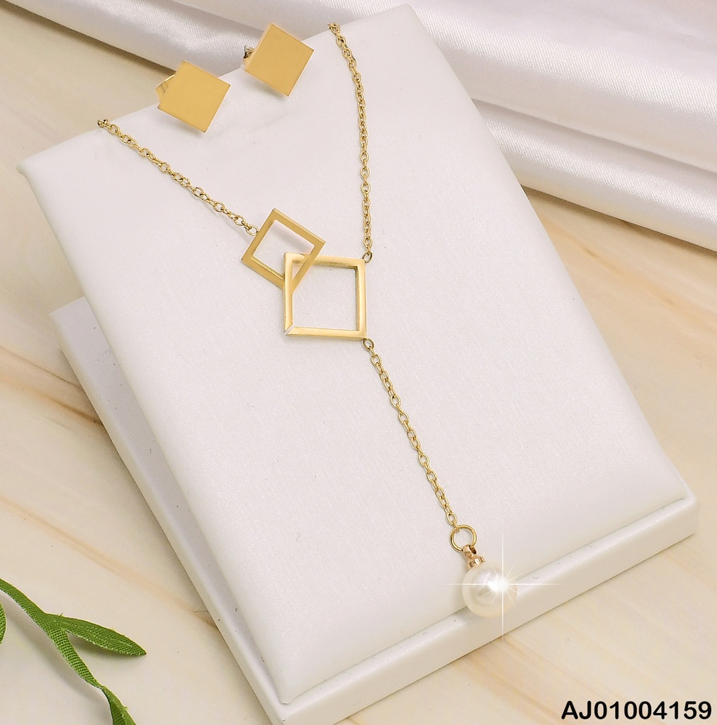 JUEGO DIJE CUADRO/PERLA ARETES CUADRO PLACA 073146-W12 (P.E.NOV2025)