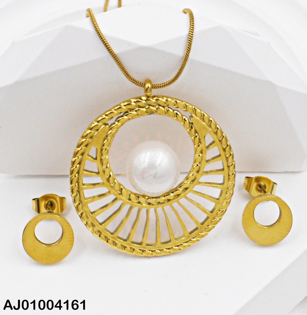 JUEGO DETALLES ENC.  DIJE RD.  PERLA CENTRO 073393-171