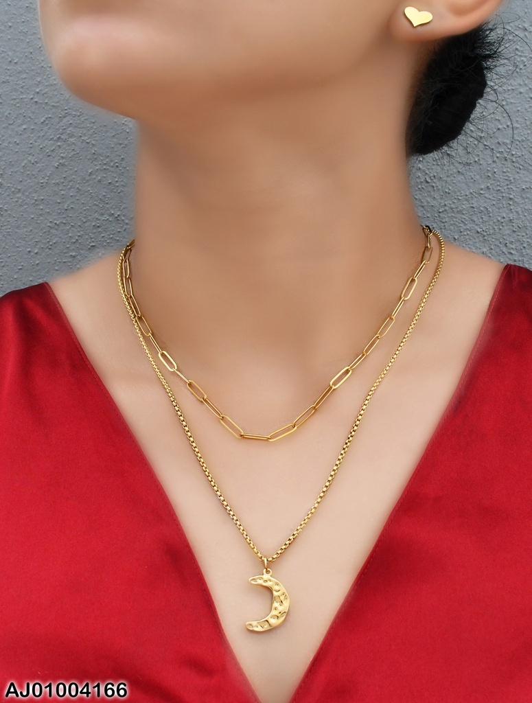 JUEGO DETALLES ENCH. CAD. DOBLE  DIJE LUNA ARETES CORAZON (P.E.NOV2025)