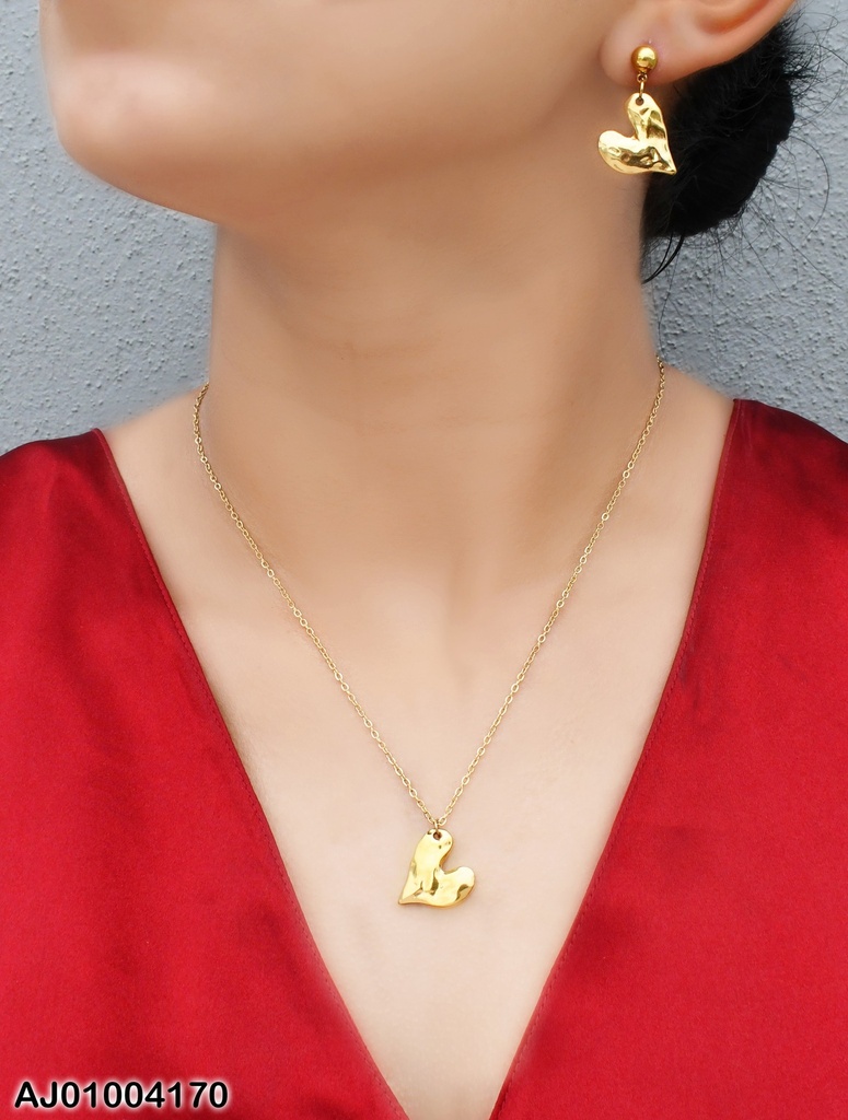 JUEGO DETALLES ENCH.  ARETES/ DIJE CORAZON