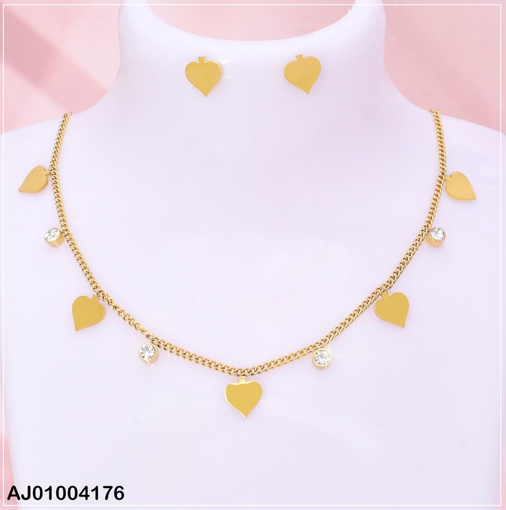 JUEGO ARETES / DIJE CORAZONES  073104-180