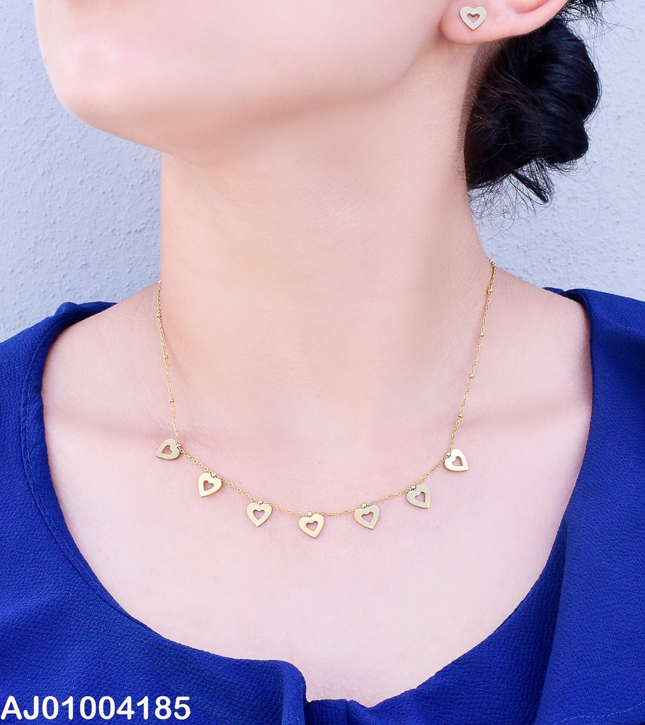 JUEGO  ARETES/ DIJES CORAZONES