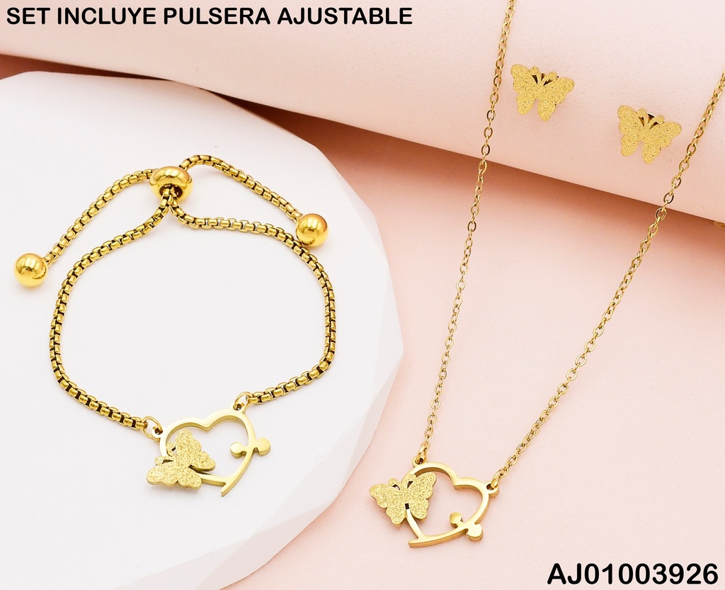 JUEGO CROQUI CORAZÓN C/PLACAS MARIPOSAS C/PULSERA 072707
