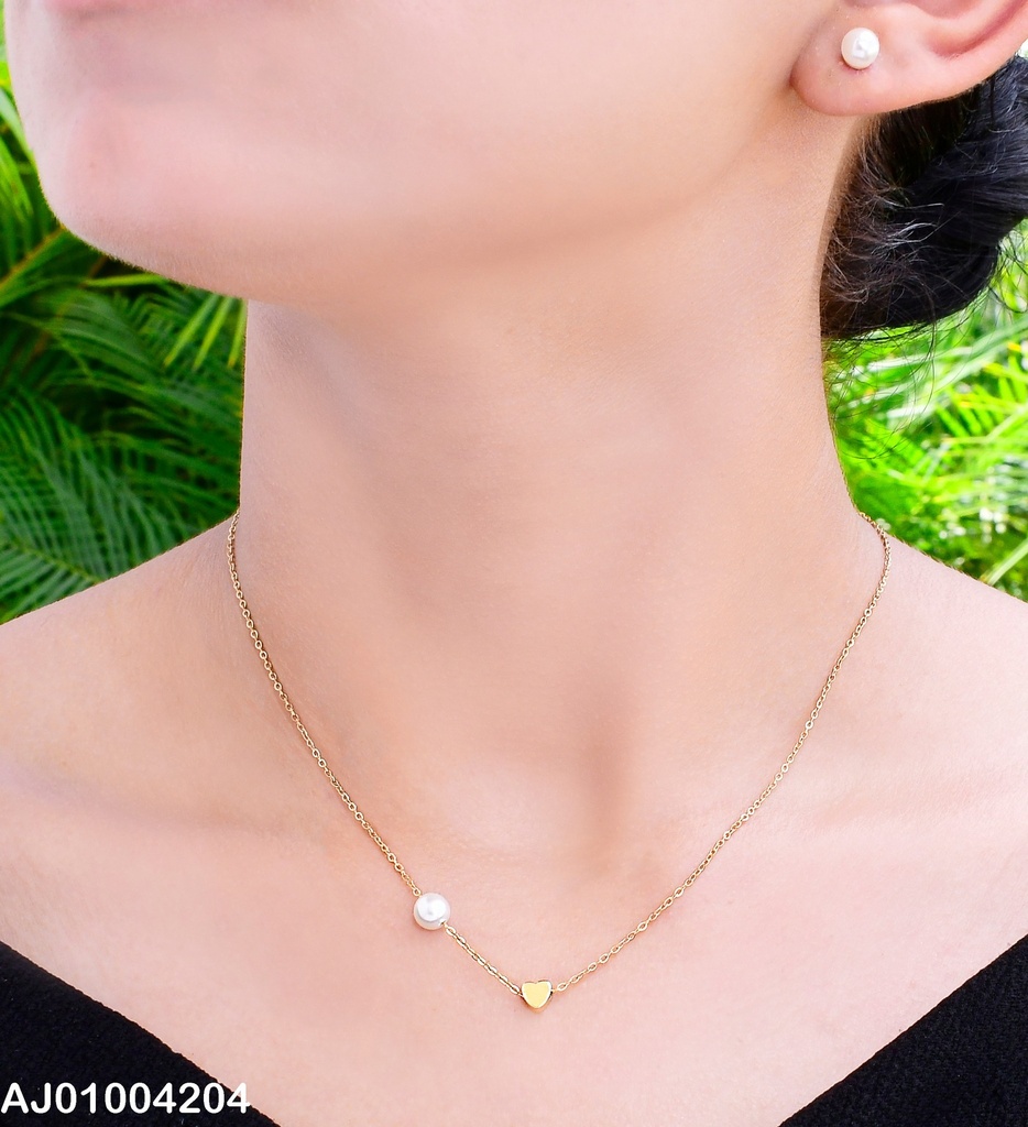 JUEGO ARETES PERLA DIJE / PERLA / CORAZON
