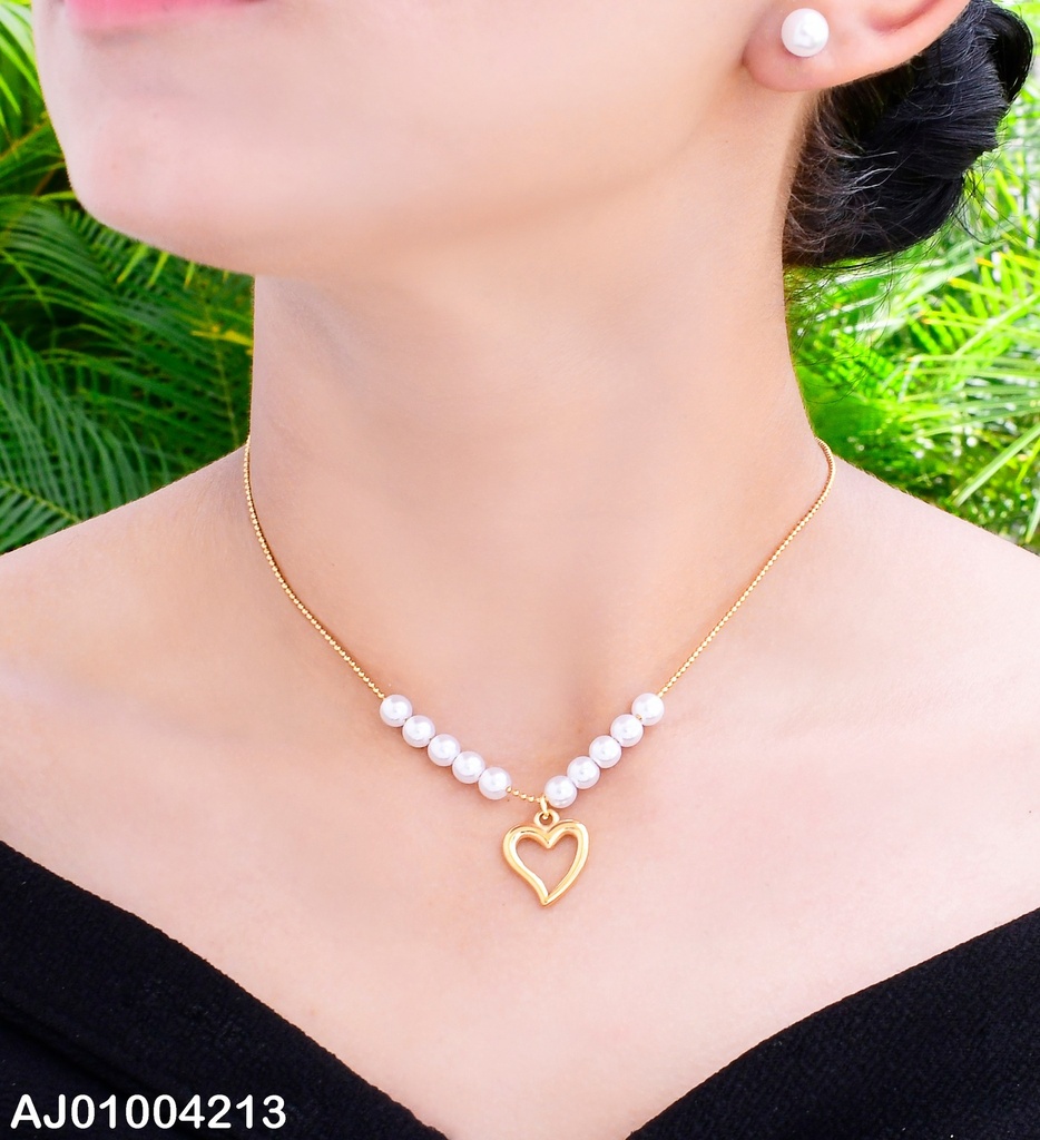 JUEGO ARETES PERLA CAD. 10 PERLA DIJE CORAZON SA264-5 (NPE2025)