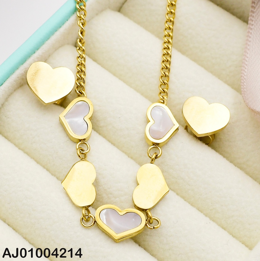 JUEGO PLACAS CORAZÓN,CAD.🤍NÁCAR/💛DORADO