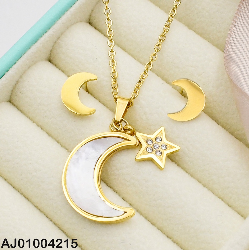 JUEGO PLACA MEDIA LUNA. DIJES:ESTRELLA/MEDIA LUNA NÁCAR