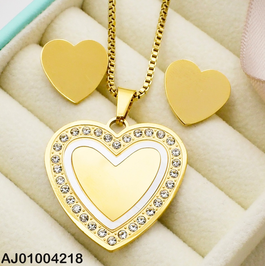 JUEGO PLACAS CORAZÓN DIJE GRANDE C/FORMA ZIRC.NÁCAR