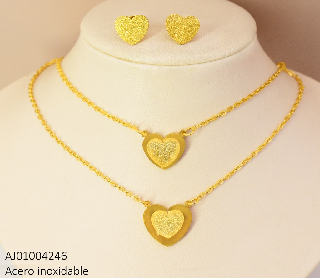 JUEGO CORAZONES ESCAR.DOBLE CAD.DIJES:BORDES LISO
