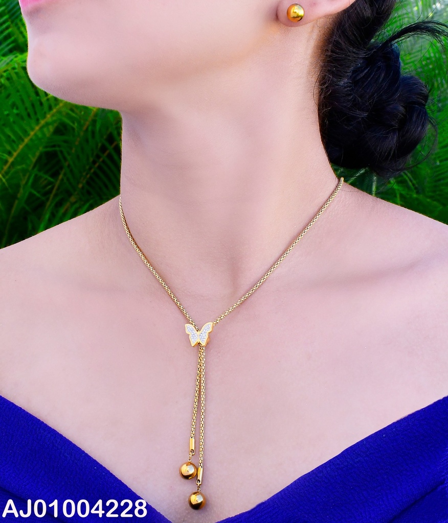 JUEGO ARETES ESFERA CORBATERO  DIJE MARIPOSA