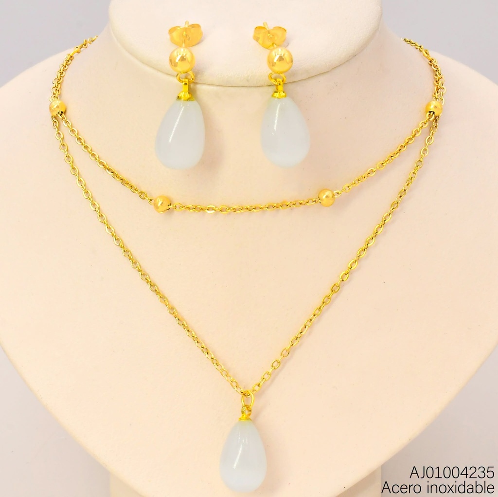 JUEGO CAD. DOBLE ARETES COLGANTE  / DIJE GOTA (NPE2025)