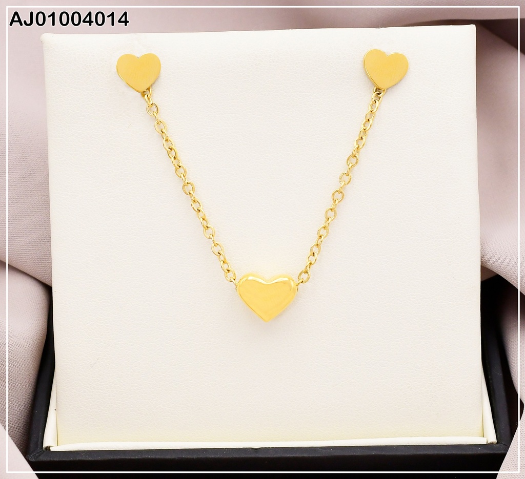 JUEGO CORAZONES ARETES:PLACAS/DIJE INF.ATRAVESADO