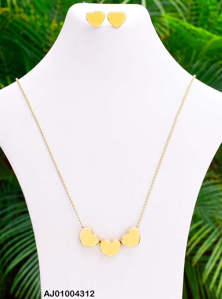 JUEGO ARETES/ DIJE  CORAZON INFLADO CAD. BOLITAS