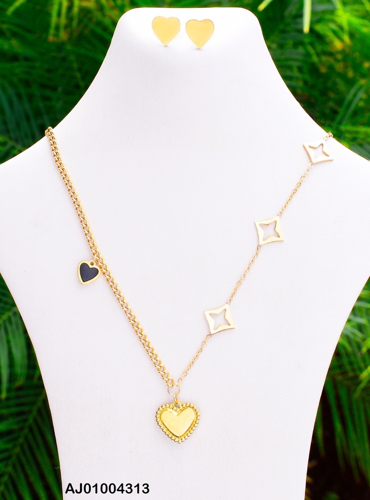 JUEGO  ARETES CORAZON PLACA DIJE CORAZON INFLADO 073145 (P.E.NOV2025)