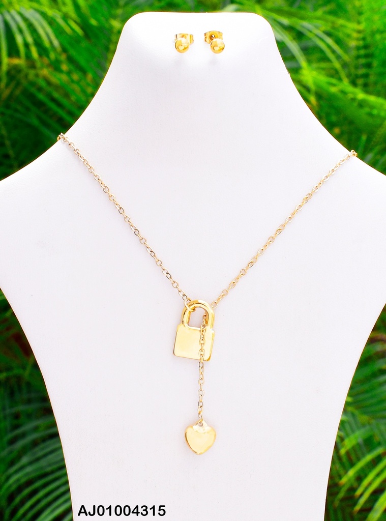 JUEGO ARETES ESFERA DIJE CORAZON / CANDADO
