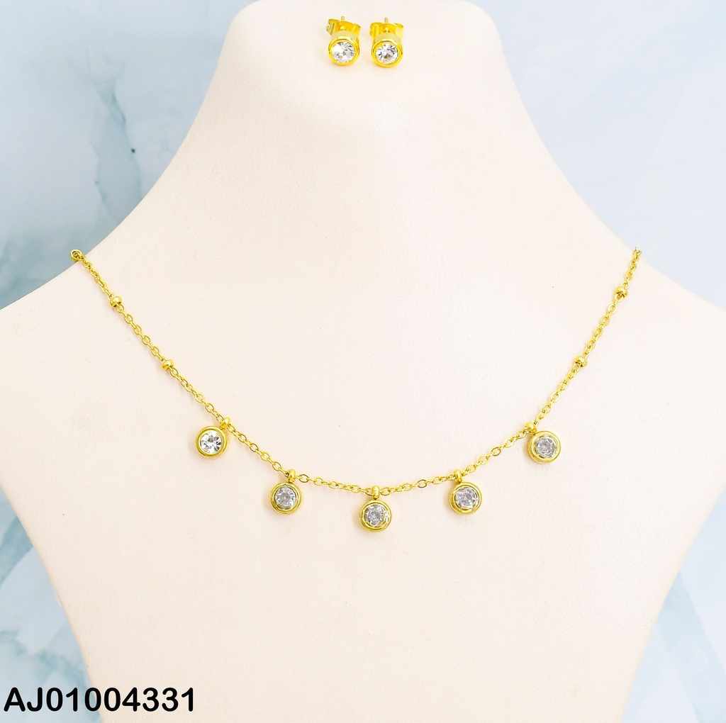 JUEGO ARETES ZIRC, RD 5 ZIRC. DIJE CAD. PELOTITA