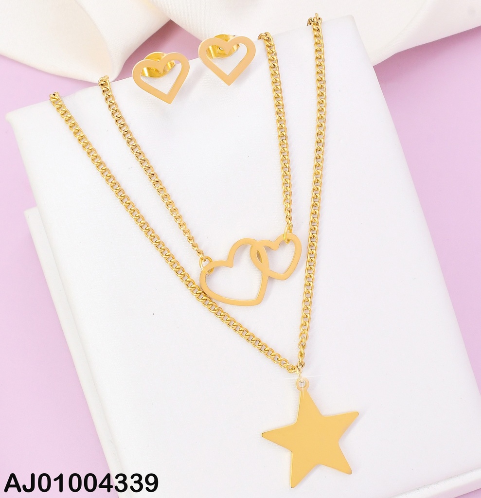 JUEGO ARETES CROQUI CORAZON CAD. DOBLE DIJE ESTRELLA 073371 (P.E.NOV2025)
