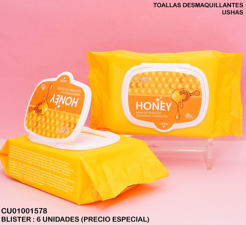 TOALLAS DESMASQUILLANTES USHAS MIEL WP026