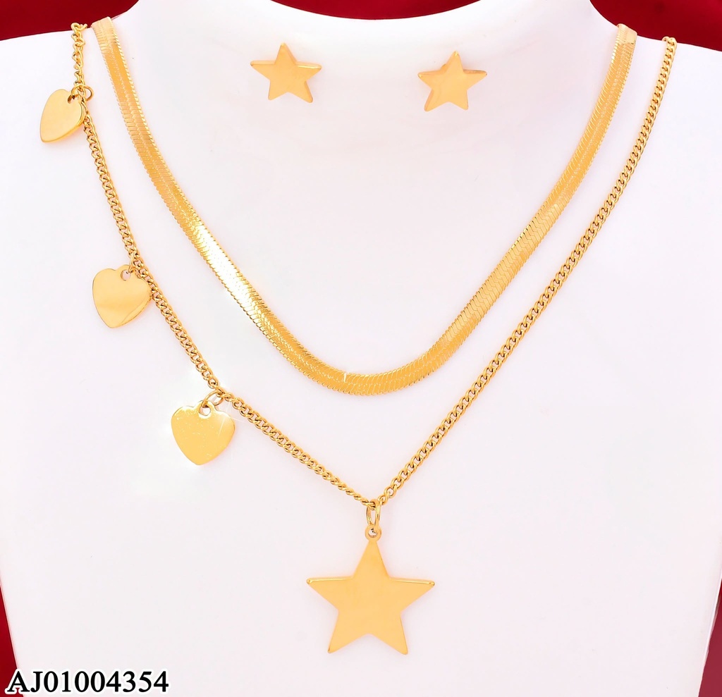 JUEGO ARETES ESTRELLA CAD. DOBLE DIJE ESTRELLA / CORAZON (P.E.NOV2025)