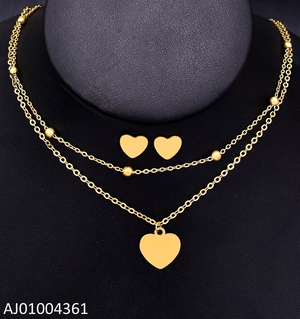 JUEGO ARETES PLACA CORZ. CAD. DOBLE DIJE CORAZON (P.E.NOV2025)