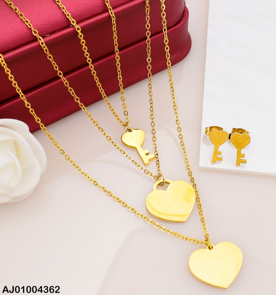 JUEGO ARETES YAVE CAD. DIJE YAVE CORAZON
