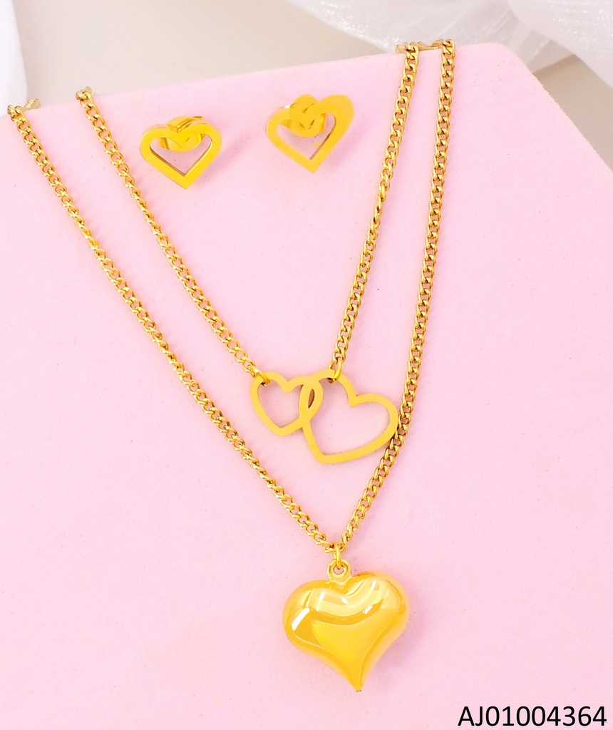 JUEGO ARETES DIJE COR. CROQUI CAD. DOBLE DIJE CORAZON 073375 (P.E.NOV2025)