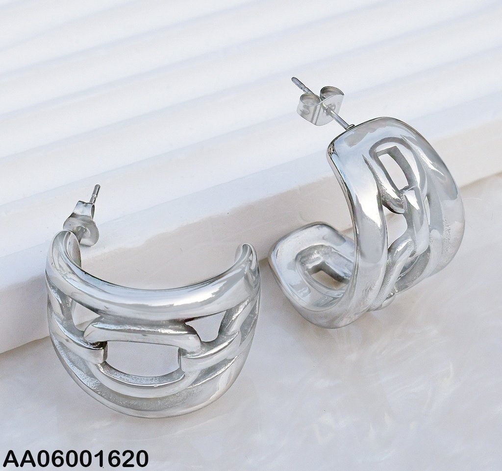 ARETES PLATEADO C CROQUI CIRCULOS FORMA CADENA  0741512-113