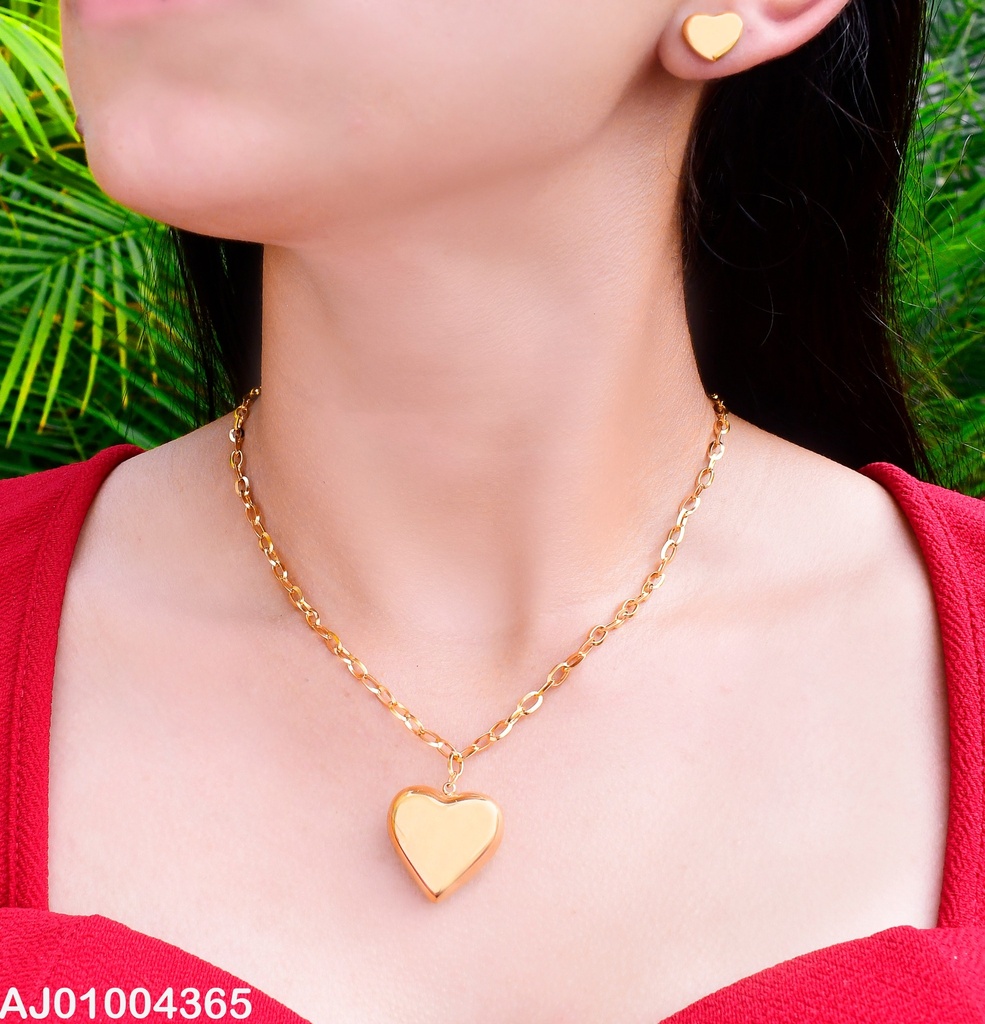JUEGO ARETES / DIJE INFLADO CADENA GRUESA