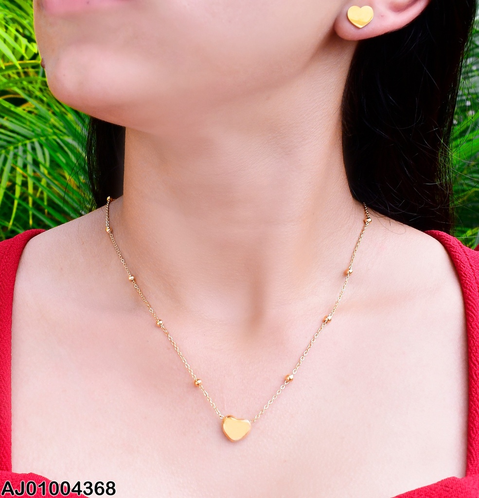 JUEGO ARETES PLACA CORAZON CAD. CON BOLITA DIJE INFLADO