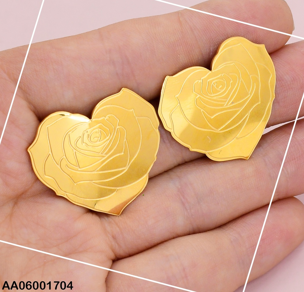 ARETES DISEÑO GRABADO ROSA CORAZON  0712511-054