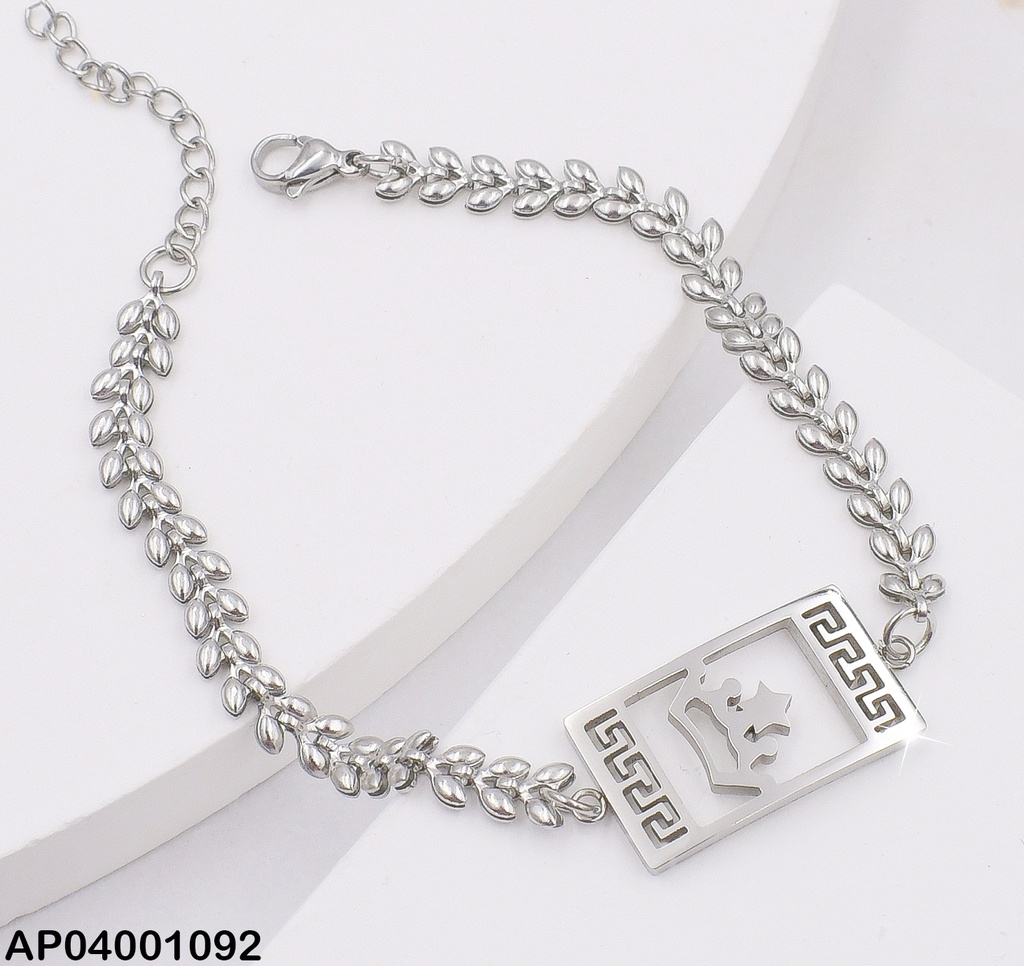 PULSERA PLATEADA PLACA CORONA 0713312-W02