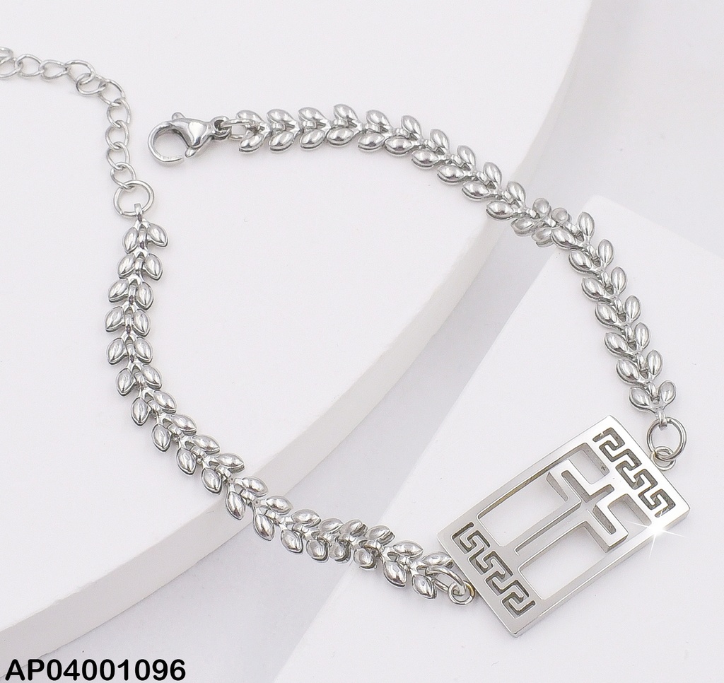 PULSERA PLATEADA PLACA CRUZ 0713292-W02