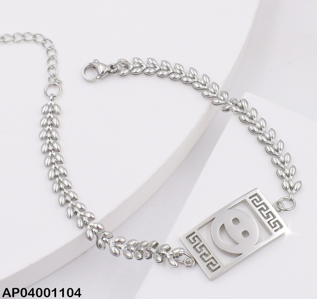 PULSERA PLATEADA  PLACA CARITA  0713322