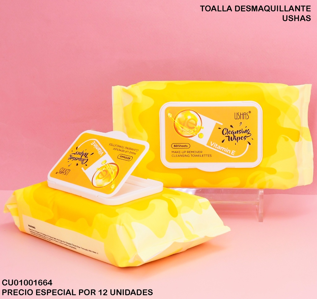 60 TOALLAS DESMAQUILLANTES VITAMINA E USHAS 60 TOALLAS WP031