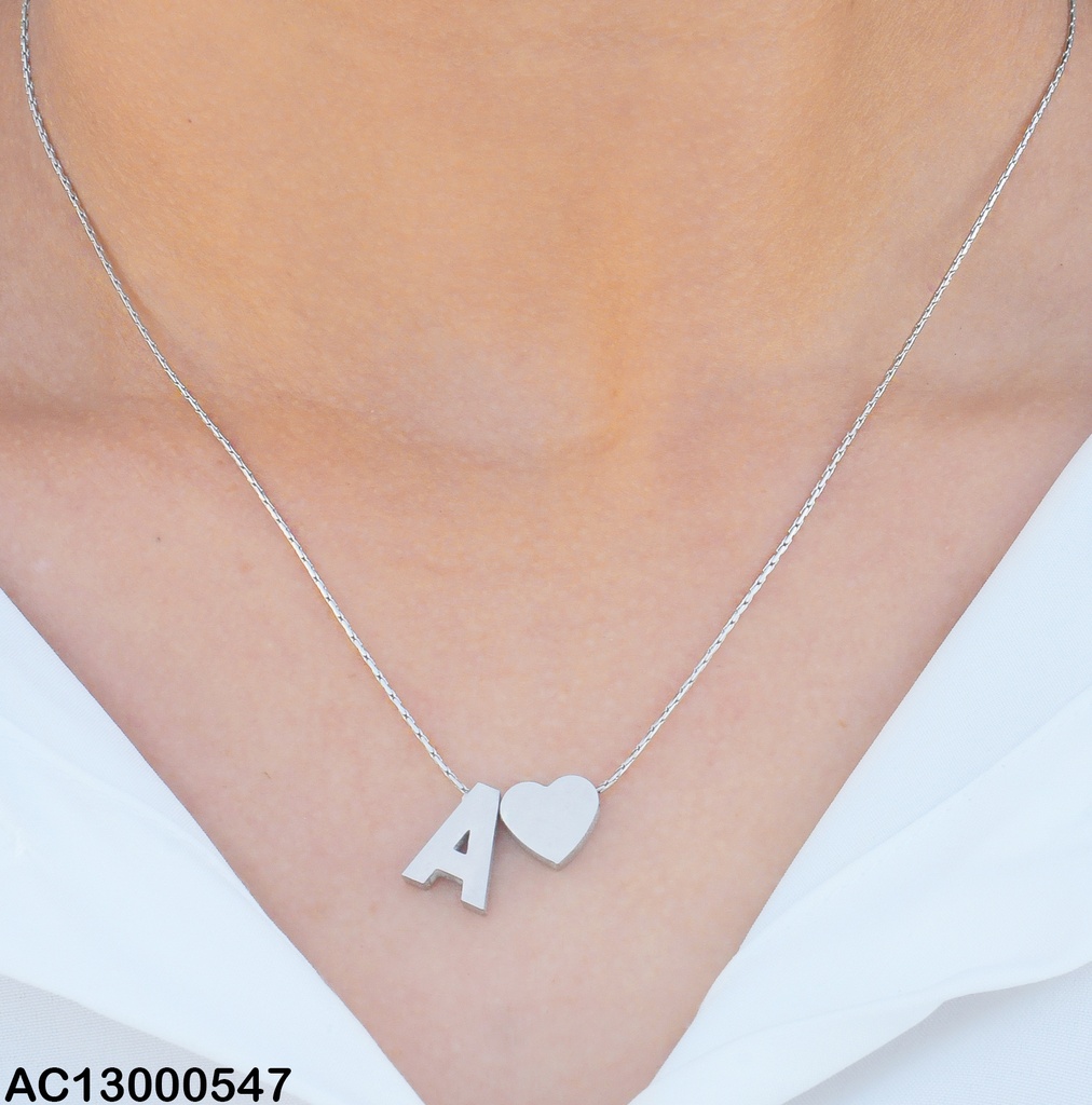 CADENA PLATEADA INICIAL / CORAZON  ( A  )  0740322-A-W47
