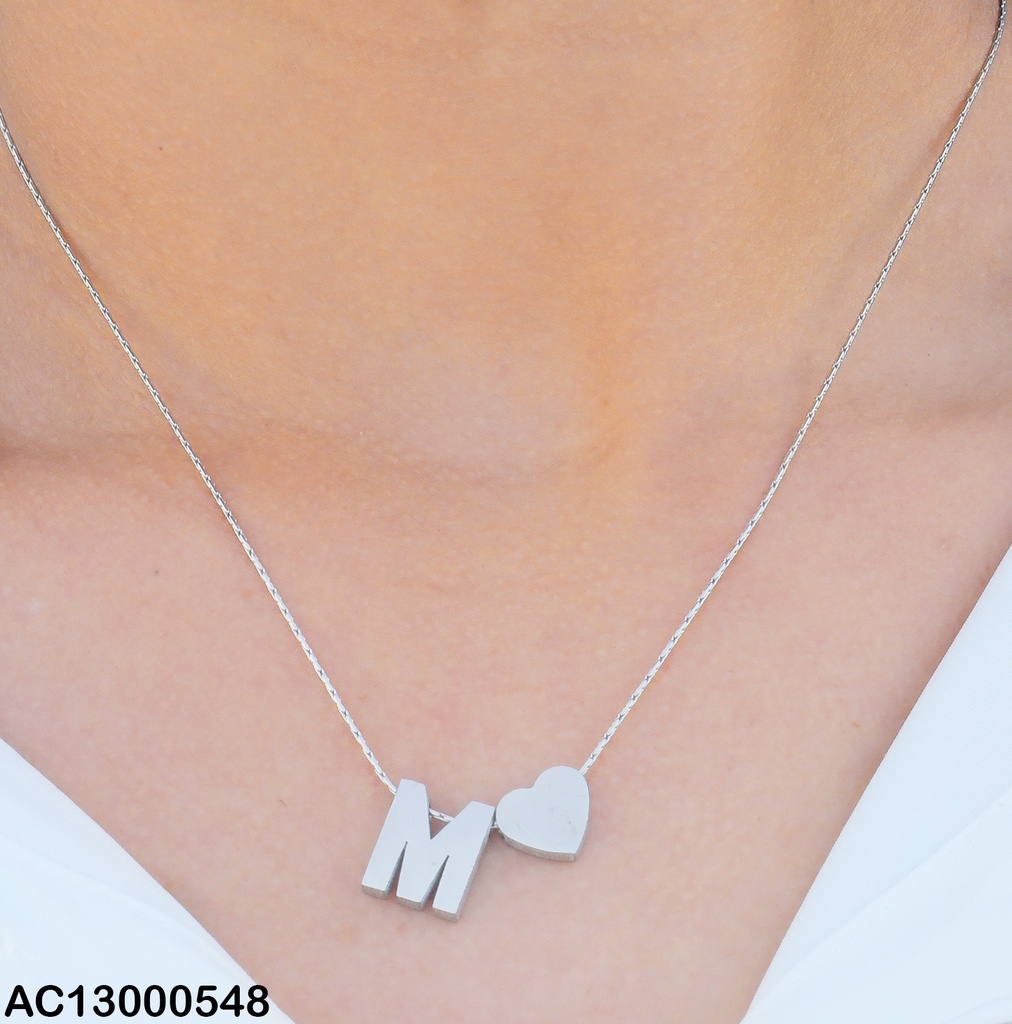 CADENA PLATEADA INICIAL / CORAZON  ( M )  0740326-M-W47