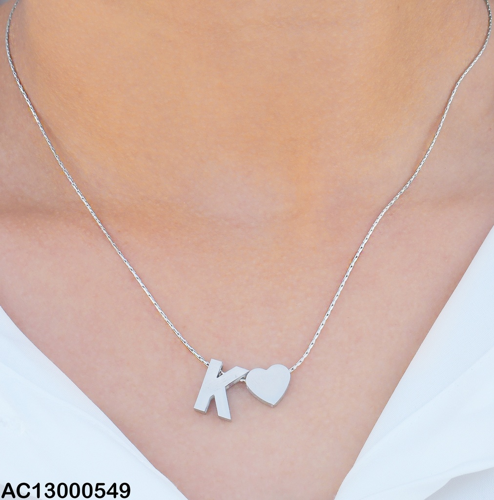 CADENA PLATEADA INICIAL / CORAZON  ( K  )  0740327-K-W47