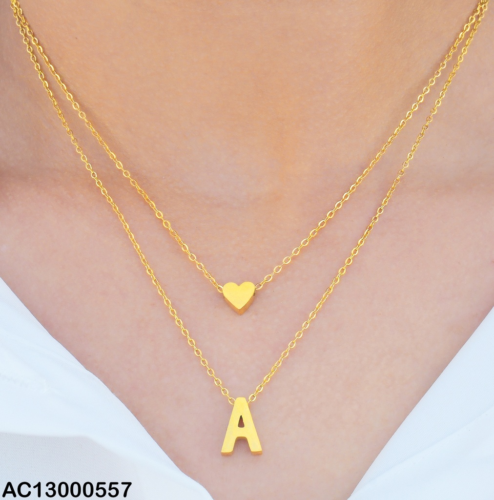 CADENA DOBLE  INICIAL A / CORAZON AC23068091