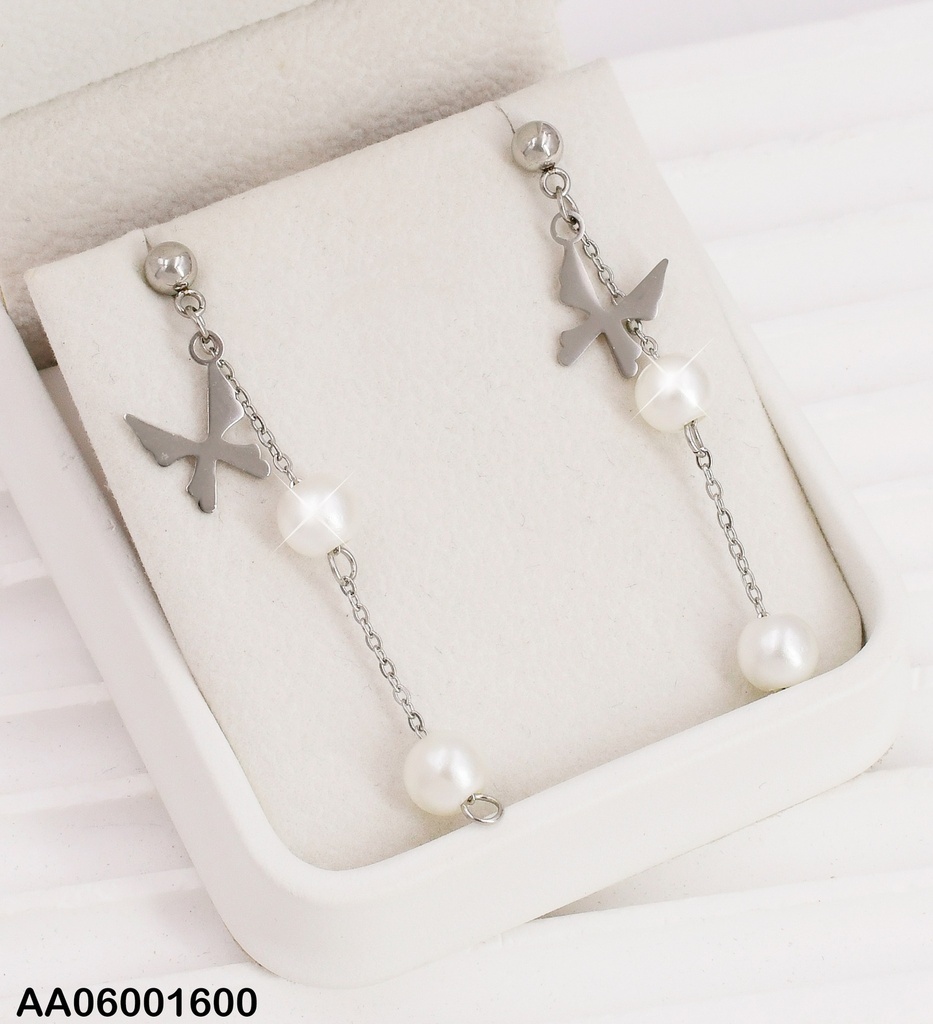 ARETES PLAT. PLACA MARIPOSA ALARG.C/2 PERLAS 0741252-W163