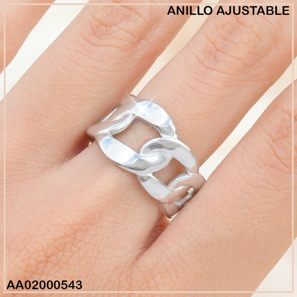 ANILLO PLATEADO GRUESO DE CADENA 0711132-334