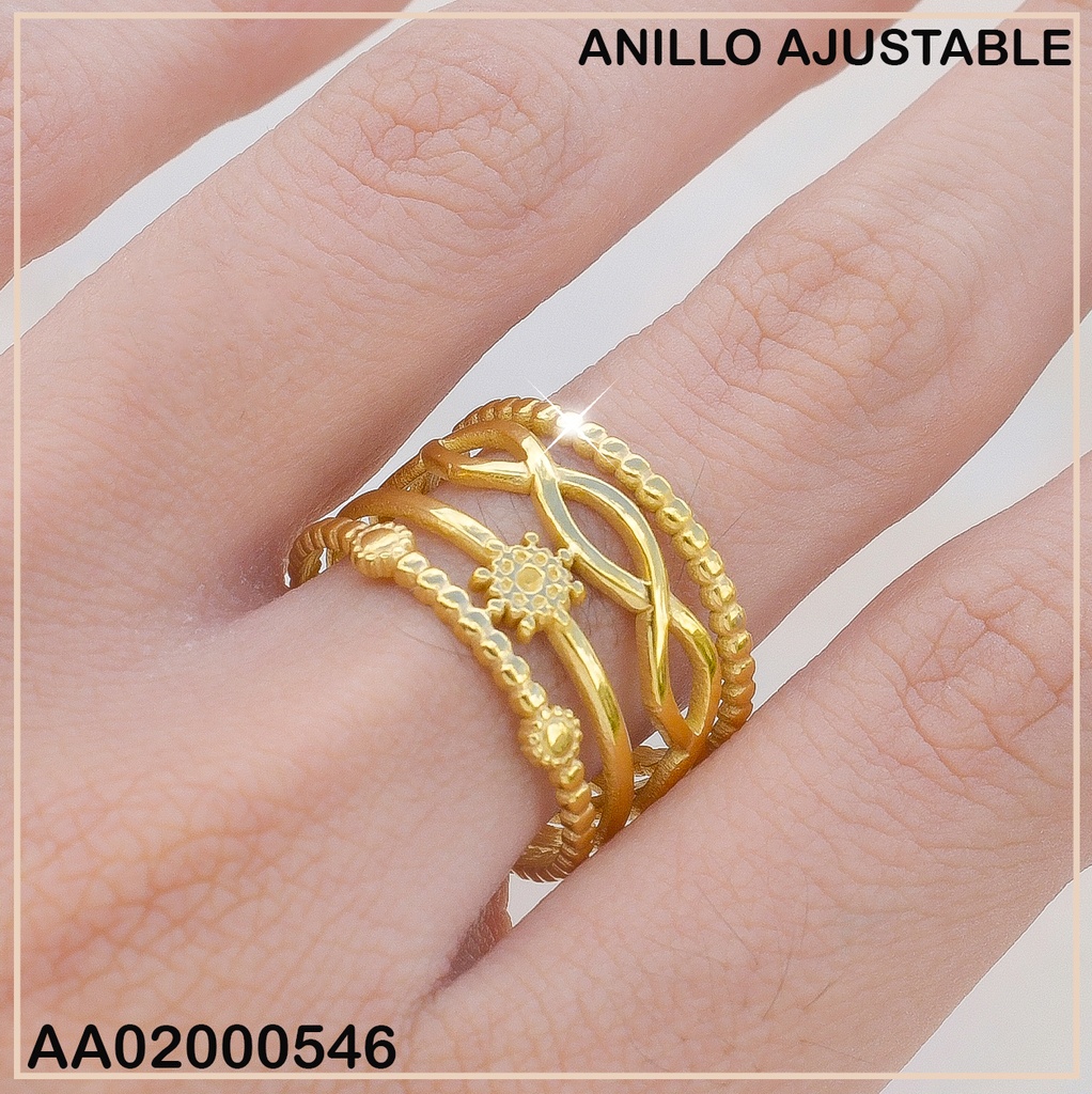 ANILLO AJUSTABLE 2 LINEAS/CADENA/FLOR 0710931
